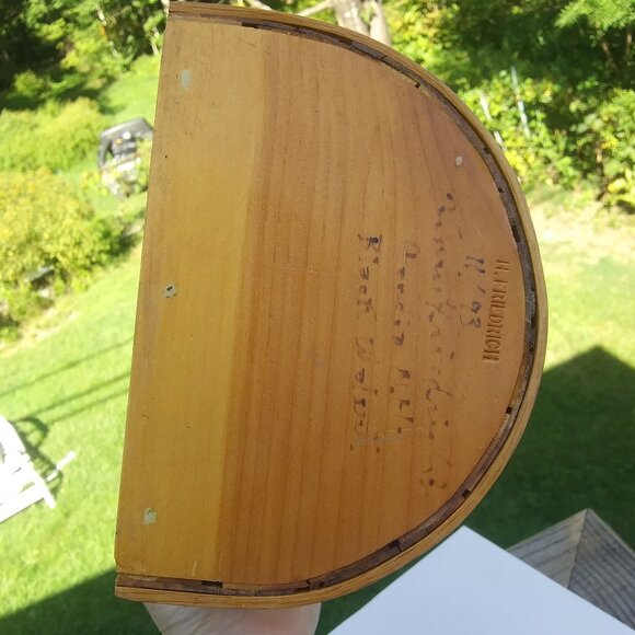 VTG hand crafted artist signed wood half bucket with handle primitive farmhouse - Picture 9 of 16